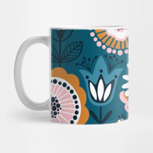 Abstract Cute Beautiful Blue Floral Organic Pattern Artwork Mug